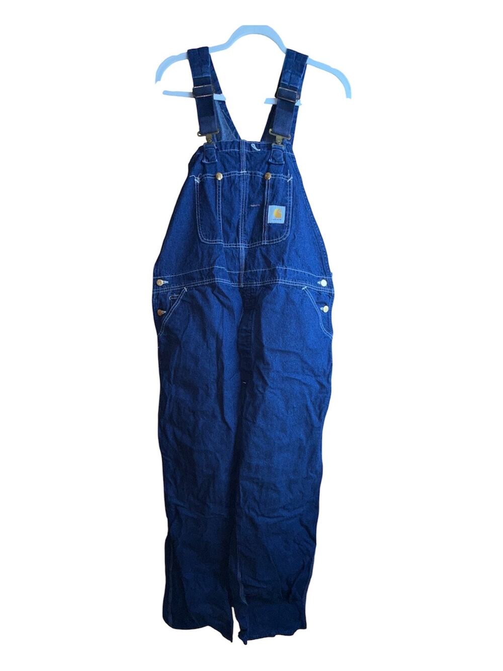 Vintage Carhartt Button Fly Bib Overalls Union Made in USA 42x32 READ